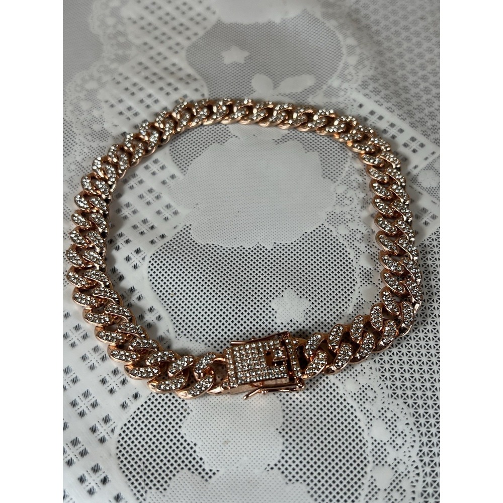 Rose Gold Dog Chain Collar Small Medium Large Diamond (14 Inch) 3.5mm
